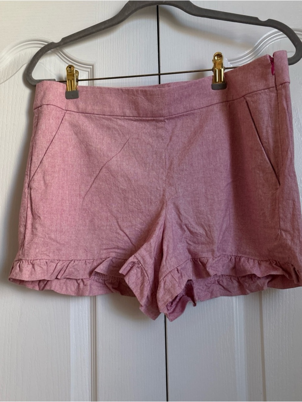 LOFT Rose Pink Ruffle Hem Shorts